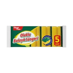 Clean&Fun Oluklu Bulaşık Süngeri 5'li