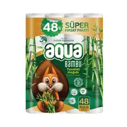 Aqua Bambu 3 Katlı Tuvalet Kağıdı 48'li