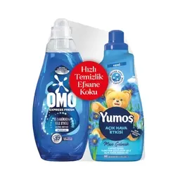 Omo Express Fresh Sıvı Çamaşır Deterjanı 1480 ml + Yumoş Açık Hava Etkisi Konsantre Yumuşatıcı 1440 ml