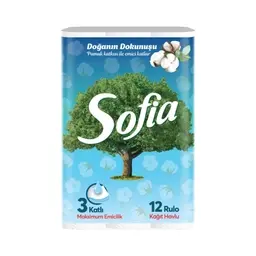 Sofia 3 Katlı Pamuk Katkılı Kağıt Havlu 12'li