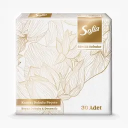 Sofia Kumaş Dokulu Beyaz Peçete 30'lu