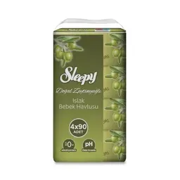 Sleepy Doğal Zeytinyağlı Islak Bebek Havlusu 4x90 Adet