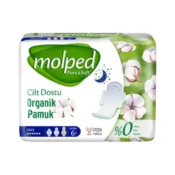 Molped Pure & Soft Ultra Gece Hijyenik Ped 6'lı