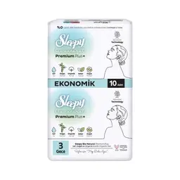 Sleepy Bio Naturel Premium Plus Gece Hijyenik Ped 10'lu